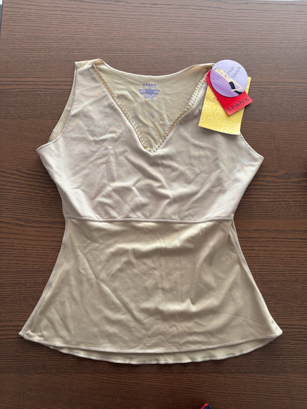 SPANX neck lace cami nude/beige size Large NWT